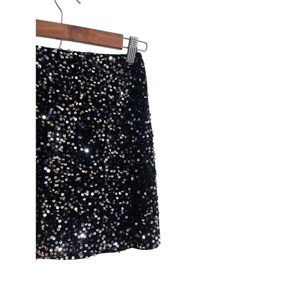 Vassia Kostara Sequin Mini Skirt Black Silver Sparkle Party Holiday Womans Small - Picture 11 of 13